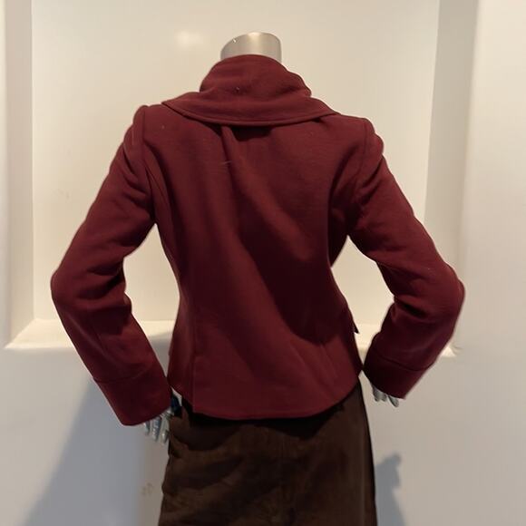 A D E C2 By Philippe  A D E C Cropped Wool Blazer Jacket Burgundy Size 10 - Picture 14 of 14